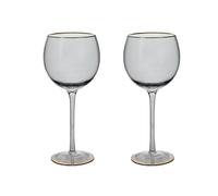 Hestia Set of 2 Grey Gin Glasses with Gold Rim