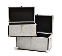 Hestia Set of 2 Grey Linen Storage Trunks