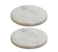 Hestia Set Of 2 Round Marble Coasters - White White
