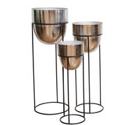 Hestia Set of 3 Extra Tall Silver Metal Planters
