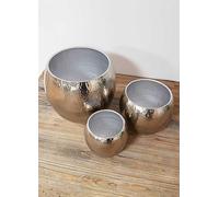 Hestia Set of 3 Textured Silver Metal Planters Silver