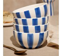 Hestia Set Of 4 Blue & White Striped Bowl White