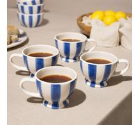 Hestia Set Of 4 Blue & White Striped Mugs White