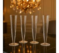 Hestia Set Of 4 Champagne Flute Hammered Style Glass In Clear Clear One Size