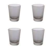 Hestia Set Of 4 Grey Ribbed Glasses Grey One Size