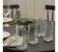 Hestia Set Of 4 Highball Hammered Style Glass In Clear Clear One Size