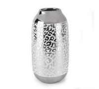 Hestia Silver Leopard Print Ceramic Vase 22cm