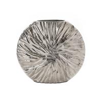 Hestia Silver Metal Textured Round Vase 21X24Cm