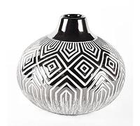 Hestia Silver & White Geometric Pattern Round Vase Large