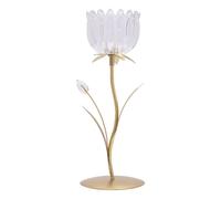 Hestia Single Stem Candle Holder With Clear Glass On Gold Base Gold