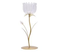 Hestia Single Stem Candle Holder WIth Clear Glass On Gold Base Hestia Gold