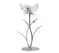 Hestia Single Stem Candle Holder With Clear Glass On Silver Base Hestia Silver