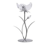 Hestia Single Stem Candle Holder With Clear Glass On Silver Base Silver