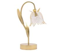 Hestia Single Stem Led Lamp With Champagne Glass Flower On Gold Base Gold