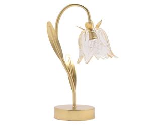Hestia Single Stem Led Lamp With Champagne Glass Flower On Gold Base Gold