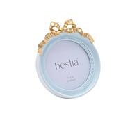 Hestia Soft Blue With Gold Ribbon Round Photo Frame - 4" X 4" Blue One Size