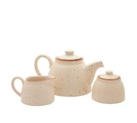 Hestia Speckled Tea Set With Teapot, Sugar Pot & Milk Pot In Cream Cream One Size