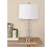 Hestia Table Lamp With Crackled Glass & Silver Base in White Hestia White