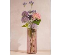 Hestia Tall Ribbed Glass Vase - Pink Pink