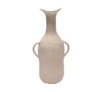 Hestia Tapered Metal Vase With Handles - White