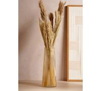 Hestia Tapered Ribbed Glass Vase - Amber Amber
