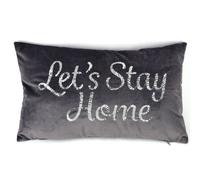Hestia Velvet Cushion Sequin 'lets Stay Home'