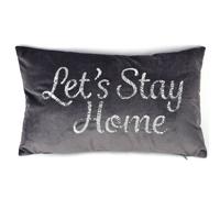 Hestia Velvet Cushion Sequin 'Lets Stay Home' 30cm