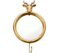 Hestia Vintage Homeware Gold Stag Round Wall Hanging Hook Mirror