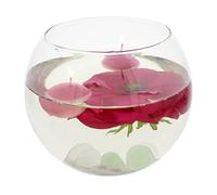 Hestia Wedding Table Centre Piece Glass Candle Bowl with Two Pink Flowers & Two Candles