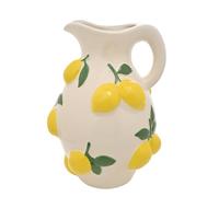 Hestia White Ceramic Jug Vase with Lemons - 25 cm Hand-Painted Mediterranean-Style Pitcher | Decorative Glazed Table Vase for Kitchen, Living Room or Shelf | Contemporary Home Accent
