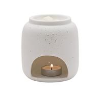 Hestia - White Ceramic Oil Burner Holder With Pin Hole Detail - Contemporary/Modern Homeware & Gifting - H: 11cm x W: 10cm.