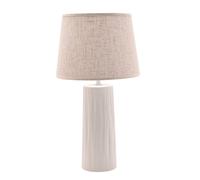 Hestia White Ceramic Table Lamp With Beige Linen Shade White One Size