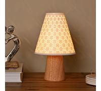 Hestia White Ceramic Table Lamp With Wooden Base Hestia White