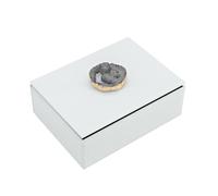 Hestia White Glass Trinket Box with Agate Stone 16cm