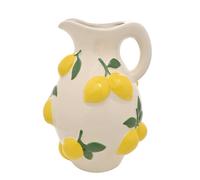 Hestia White Ceramic Jug Vase with Lemons - 25 cm Hand-Painted Mediterranean-Style Pitcher | Decorative Glazed Table Vase for Kitchen, Living Room or Shelf | Contemporary Home Accent