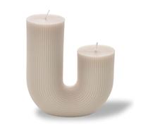 Hestia White Ribbed U-Shaped Wax Candle with Gentle Fragrance