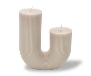 Hestia White Ribbed U-Shaped Wax Candle with Gentle Fragrance