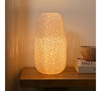 Hestia White Tall Ribbed Table Lamp White