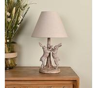 Table Lamp 3D Resin Hares Wood Effect with Lamp Shade Bedside Night Light 46cm