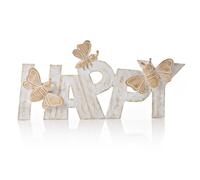 Hestia Wood Effect Resin Bee Ornament - Happy