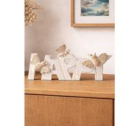 Hestia Wood Effect Resin Bee Ornament - Happy
