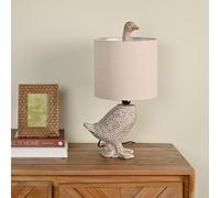 Hestia Wood Effect Resin Goose Table Lamp in Brown Hestia Brown