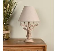 Hestia Wood Effect Stags Head Table Lamp In Brown Brown