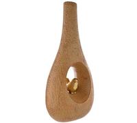 Hestia Wood Effect Vase With Gold Bird
