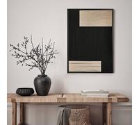 Hestia Woven Thread Wall Art Picture - Cream & Black 50Cm X 70Cm Black