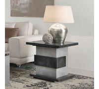 heston high gloss lamp table in grey marble effect