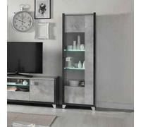 heston high gloss marble effect display cabinet with 1 door in grey and led