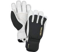Hestra Army Leather Gore-TEX Short - Waterproof, Close Fitting 5-Finger Snow Glove for Skiing and Mountaineering - Black/Offwhite - 10