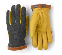 Hestra - Charcoal And Natural Yellow Deerskin Wool Tricot Gloves - 7