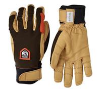 Hestra Ergo Grip Active Glove, Leather Windproof 5-Finger Durable Outdoors Glove for Skiing, Hiking, Kayaking, & Backpacking - Dark Forest/Natural Brown - 11